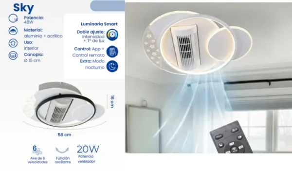 Luminaria Ventilador Smart Sky Blanca – Climatización e Iluminación de Vanguardia