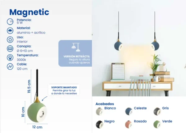 Captura de pantalla 2026-02-10 113856 Luminaria Colgante Magnetic 6W – Diseño Retráctil y Direccionable