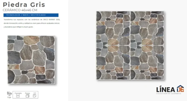 Cerámico Piedra Gris 46x46