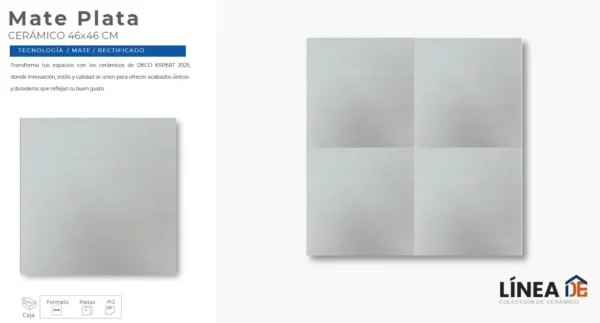 Cerámico Mate Plata 46x46