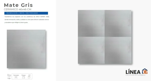Cerámico Mate Gris 46x46